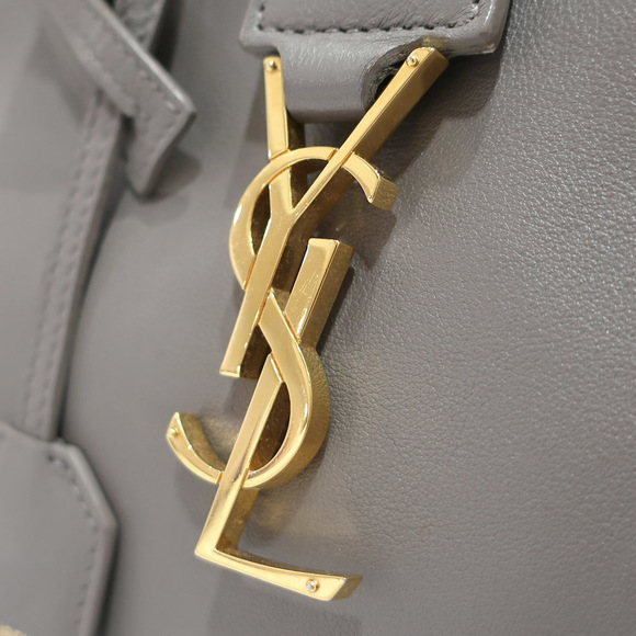 Saint Laurent Baby Cabas Handbag Shoulder Bag Leather Gray - Picture 9 of 10